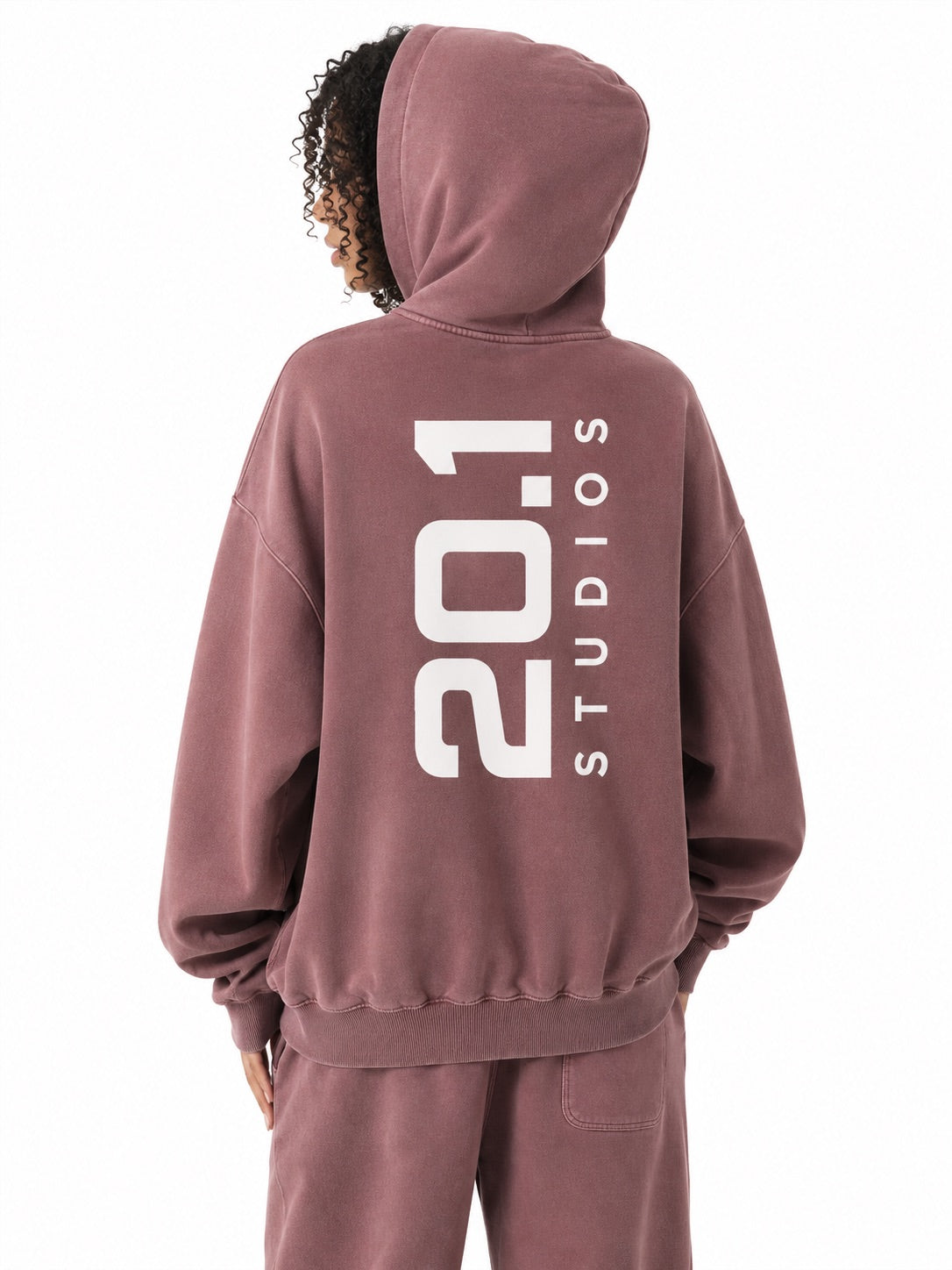 Frayed Enzyme Washed Fleece Hoodie | Red