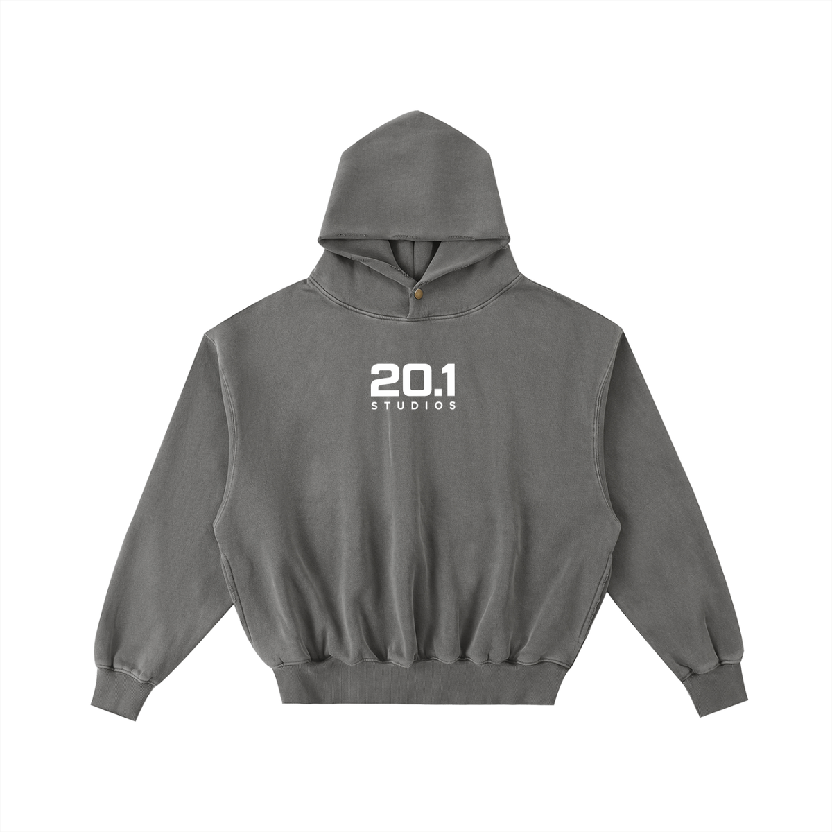 Frayed Enzyme Washed Fleece Hoodie | Dark Gray