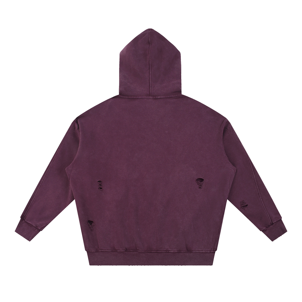 Snow Washed Distressed Panel Pocket Hoodie | Plum Purple