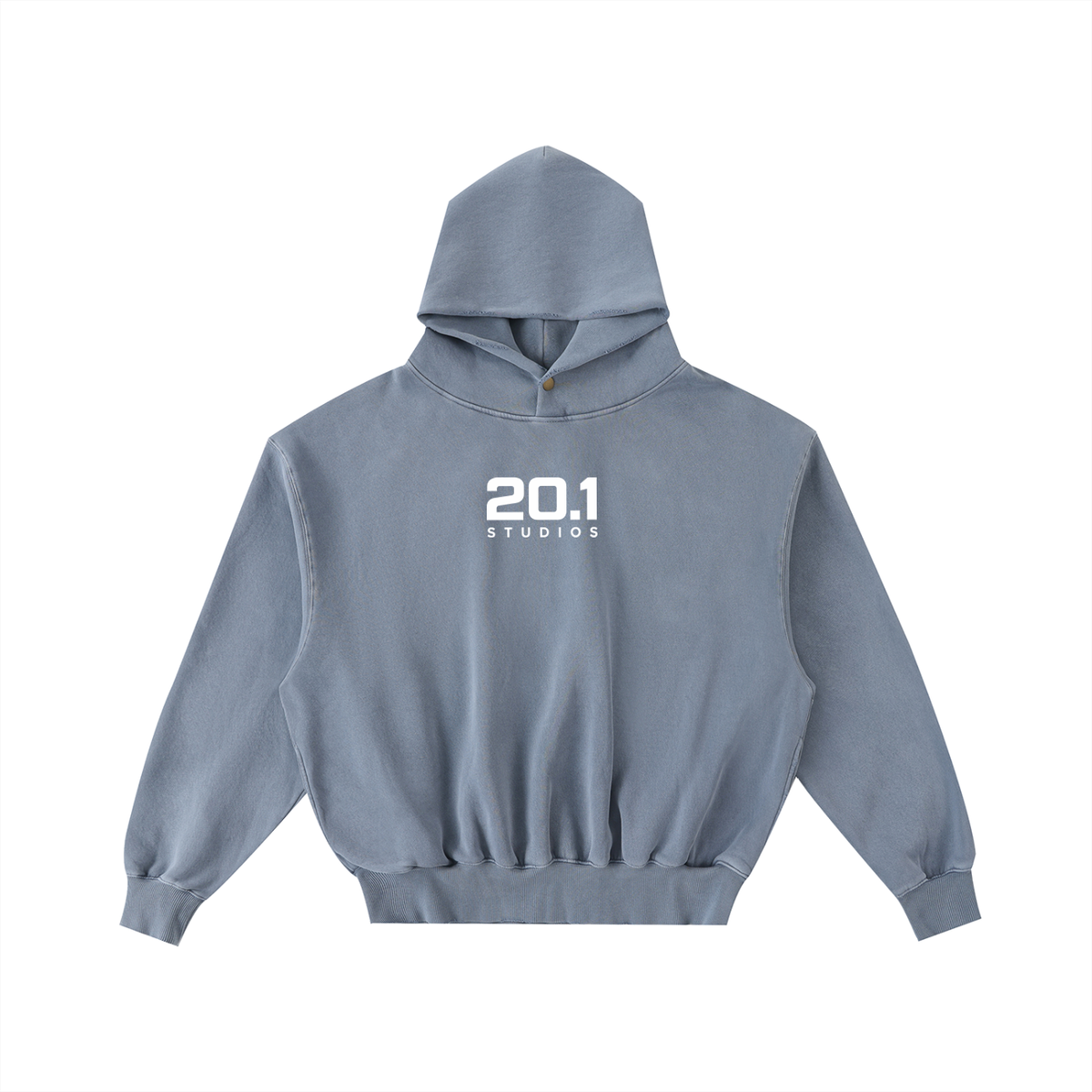 Frayed Enzyme Washed Fleece Hoodie | Blue