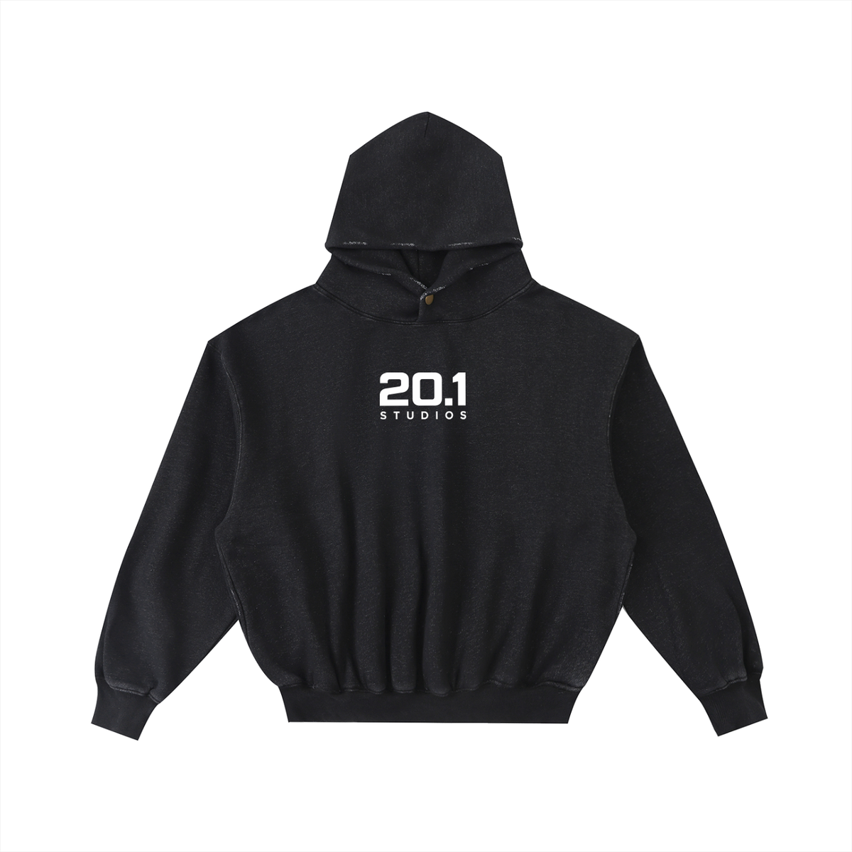 Frayed Enzyme Washed Fleece Hoodie | Black