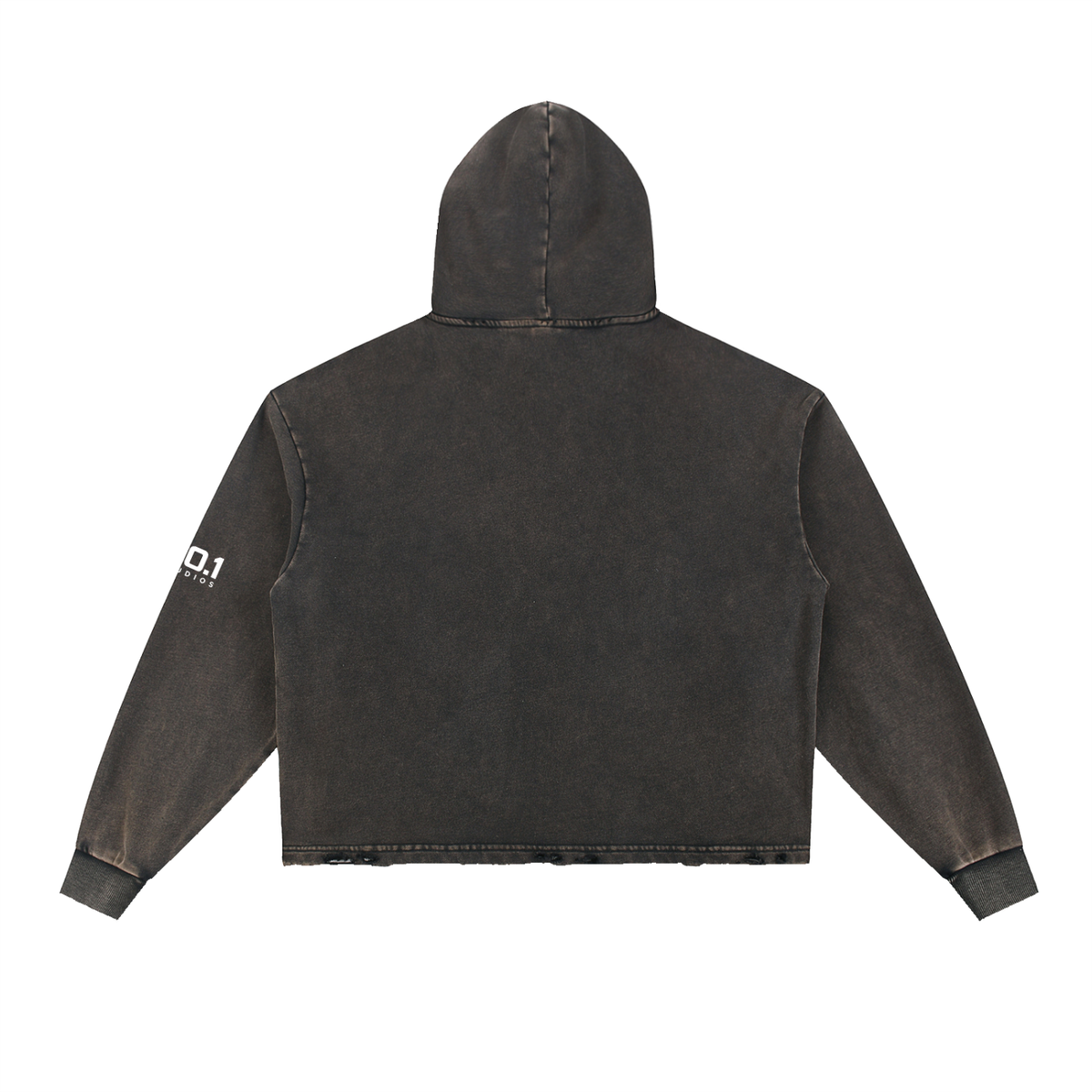 Vintage Washed Frayed-Hem Hoodie | Black