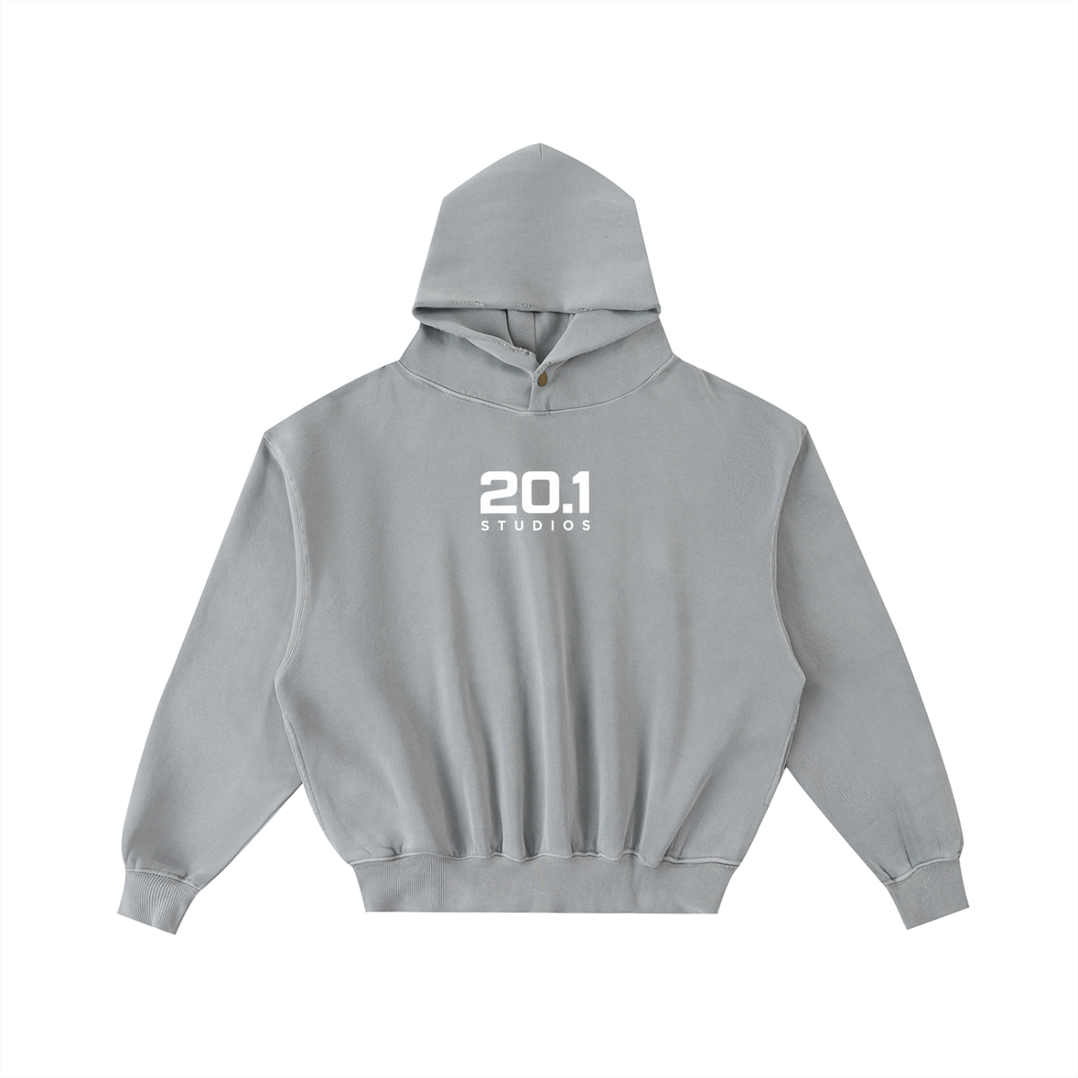 Frayed Enzyme Washed Fleece Hoodie | Light Gray