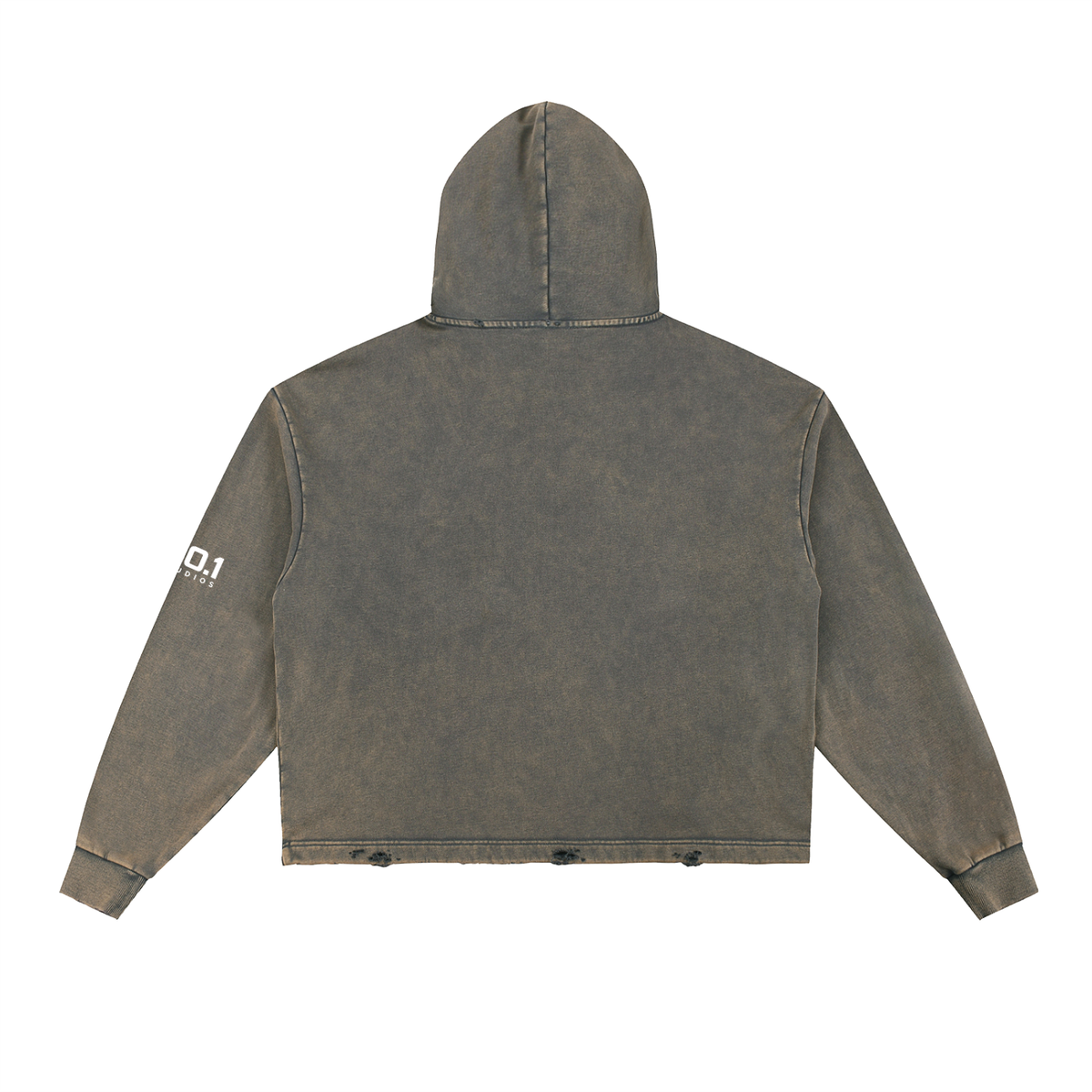 Vintage Washed Frayed-Hem Hoodie | Olive Gray