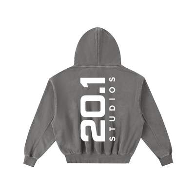 Frayed Enzyme Washed Fleece Hoodie | Dark Gray