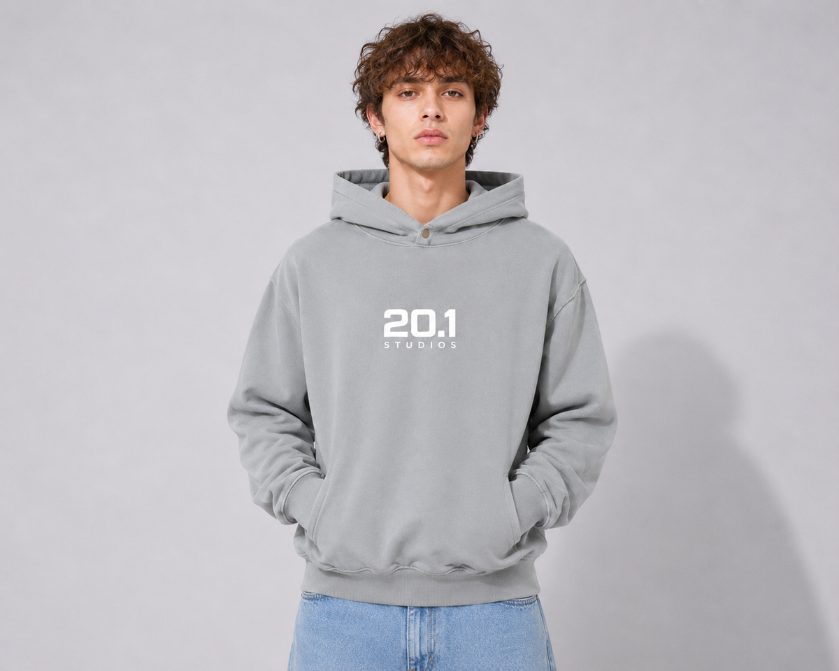 Frayed Enzyme Washed Fleece Hoodie | Light Gray