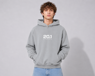 Frayed Enzyme Washed Fleece Hoodie | Light Gray